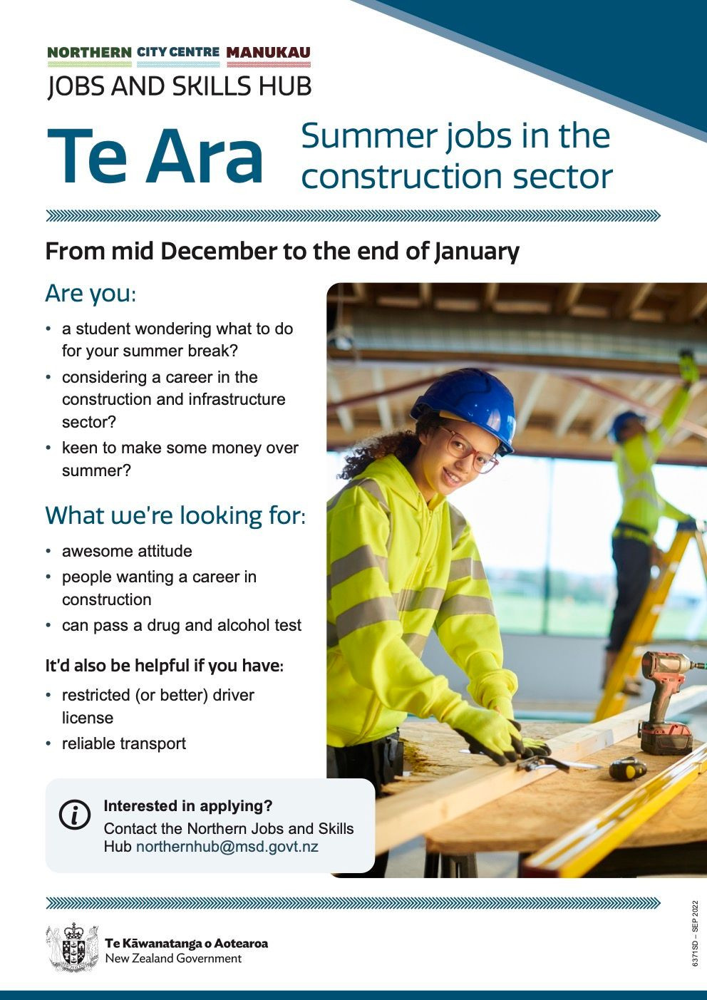 Te Ara Jobs In The Construction Sector Flyer (1)