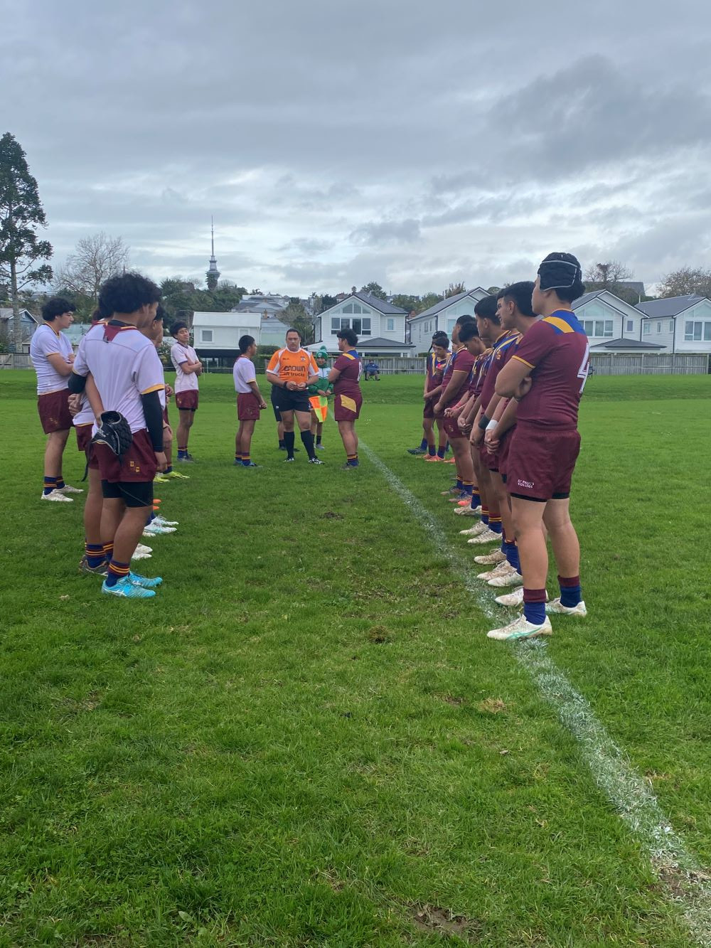 U15 Ble And Maroon Team Before The Game